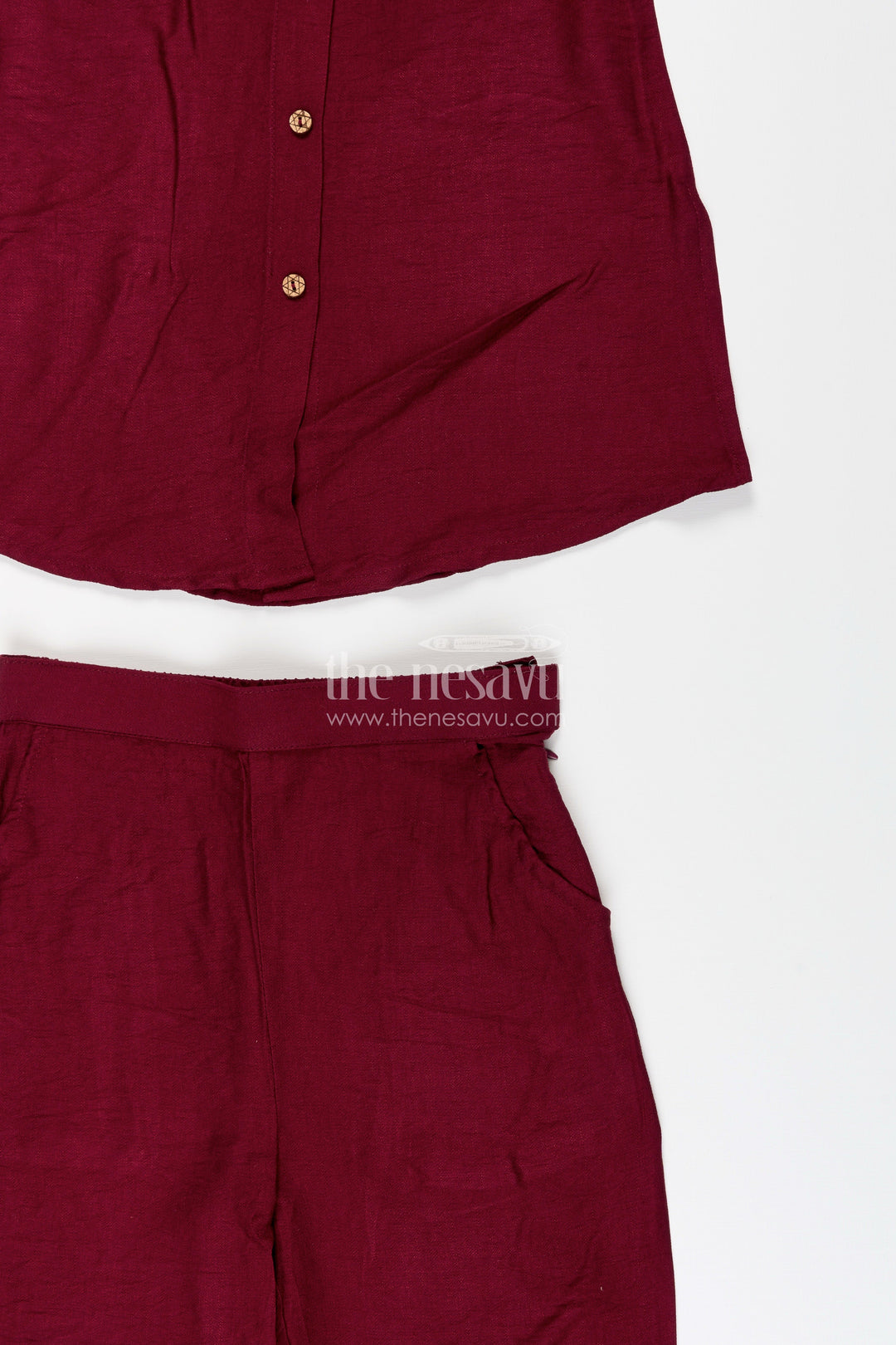 The Nesavu Girls Co-Ord Sets Girls Ethnic Plazzo Kurta Set with Floral Neckline Embroidery Nesavu Nesavu girls floral embroidered plazzo kurta set breathable viscose  festive school-ready