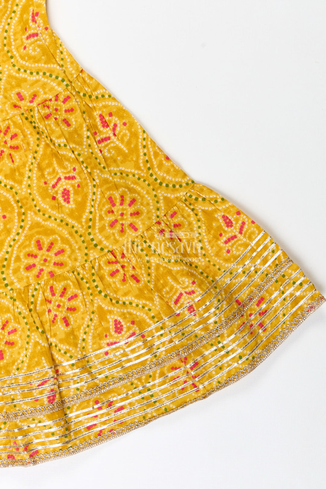 The Nesavu Girls Casual Set Girls Ethnic Sharara Set with Yellow Floral Prints for Festivals Nesavu Nesavu Girls Yellow Ethnic Cotton Sharara Set Patik Digital Print Halter Top
