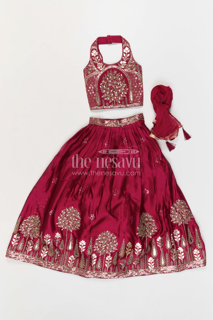 The Nesavu Girls Fancy Lehenga Girls Fancy Lehenga for Weddings and Grand Festive Celebrations Nesavu Nesavu Girls Fancy Lehenga For Weddings And Festive Occasions With Designer Embroidery Yoke Viscose Silk