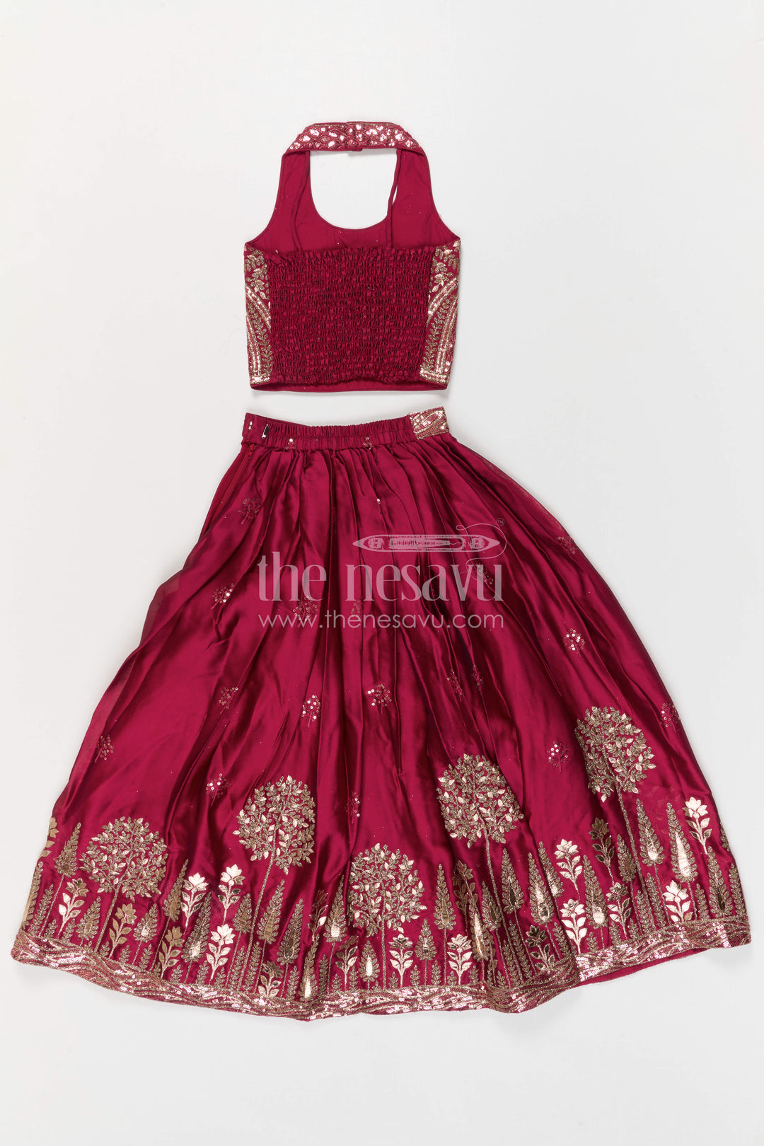 The Nesavu Girls Fancy Lehenga Girls Fancy Lehenga for Weddings and Grand Festive Celebrations Nesavu Nesavu Girls Fancy Lehenga For Weddings And Festive Occasions With Designer Embroidery Yoke Viscose Silk