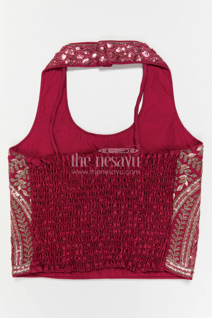 The Nesavu Girls Fancy Lehenga Girls Fancy Lehenga for Weddings and Grand Festive Celebrations Nesavu Nesavu Girls Fancy Lehenga For Weddings And Festive Occasions With Designer Embroidery Yoke Viscose Silk