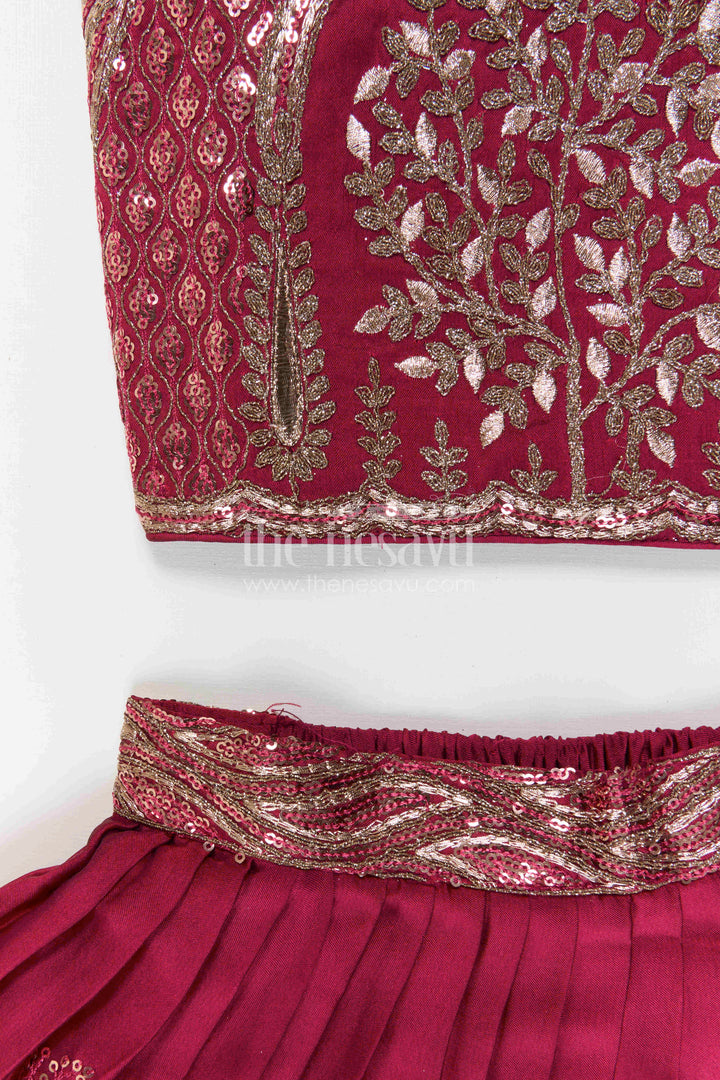 The Nesavu Girls Fancy Lehenga Girls Fancy Lehenga for Weddings and Grand Festive Celebrations Nesavu Nesavu Girls Fancy Lehenga For Weddings And Festive Occasions With Designer Embroidery Yoke Viscose Silk
