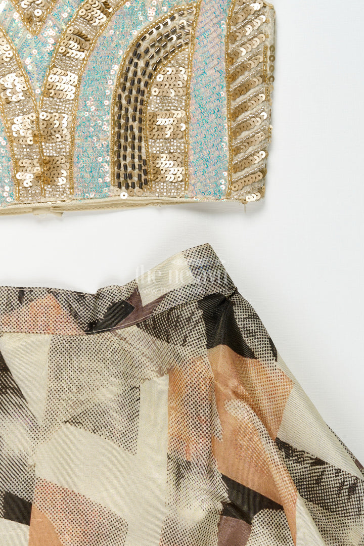 The Nesavu Girls Fancy Lehenga Girls Fancy Lehenga Set for Festive Occasions and Weddings Nesavu Nesavu girls fancy lehenga set printed skirt embroidered yoke weddings festive wear