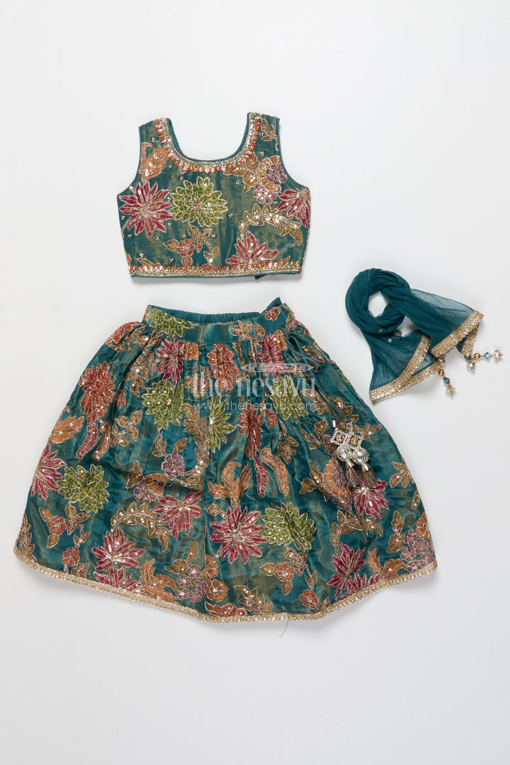 The Nesavu Girls Fancy Lehenga Girls Fancy Lehenga Set with Stylish Dupatta and Traditional Detailing Nesavu Nesavu girls fancy lehenga set printed blouse dupatta