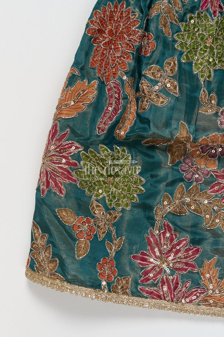 The Nesavu Girls Fancy Lehenga Girls Fancy Lehenga Set with Stylish Dupatta and Traditional Detailing Nesavu Nesavu girls fancy lehenga set printed blouse dupatta