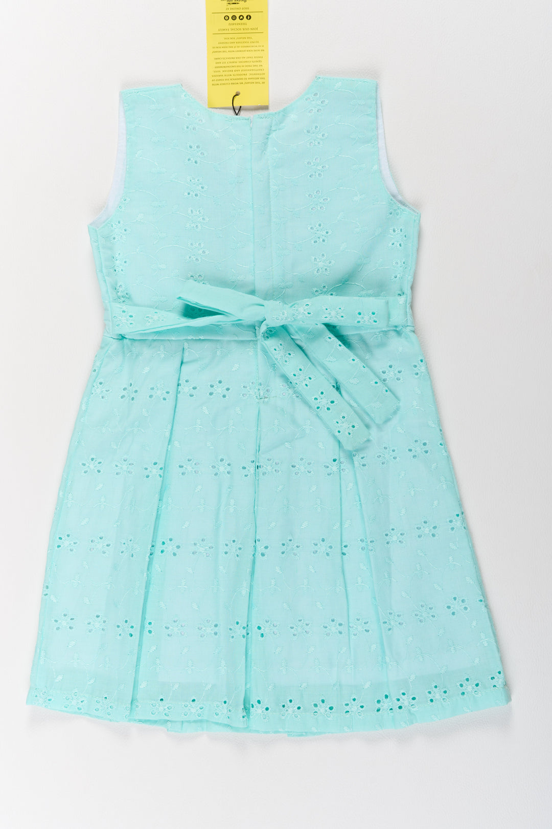 The Nesavu Girls Cotton Frock Girls Fancy Long Cotton Frock in Light Blue with Eyelet Embroidery Nesavu Girls Fancy Long Cotton Frock Eyelet Embroidery Light Blue | The Nesavu