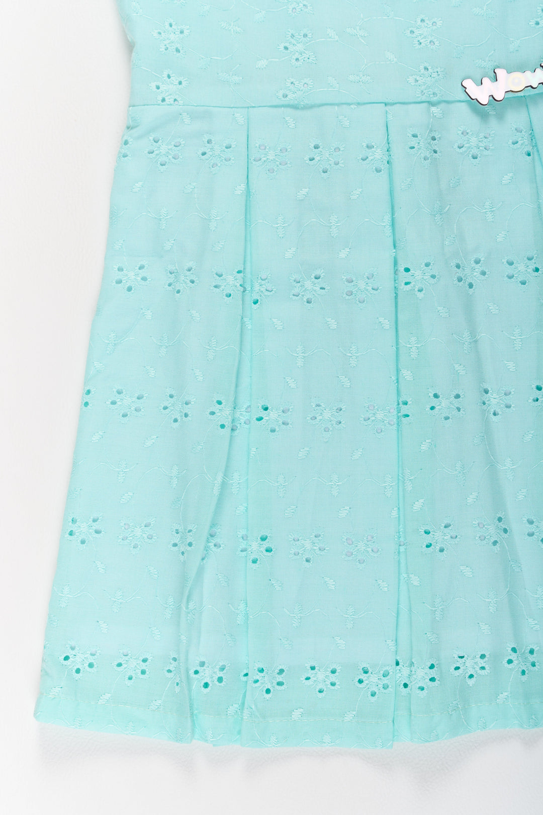 The Nesavu Girls Cotton Frock Girls Fancy Long Cotton Frock in Light Blue with Eyelet Embroidery Nesavu Girls Fancy Long Cotton Frock Eyelet Embroidery Light Blue | The Nesavu