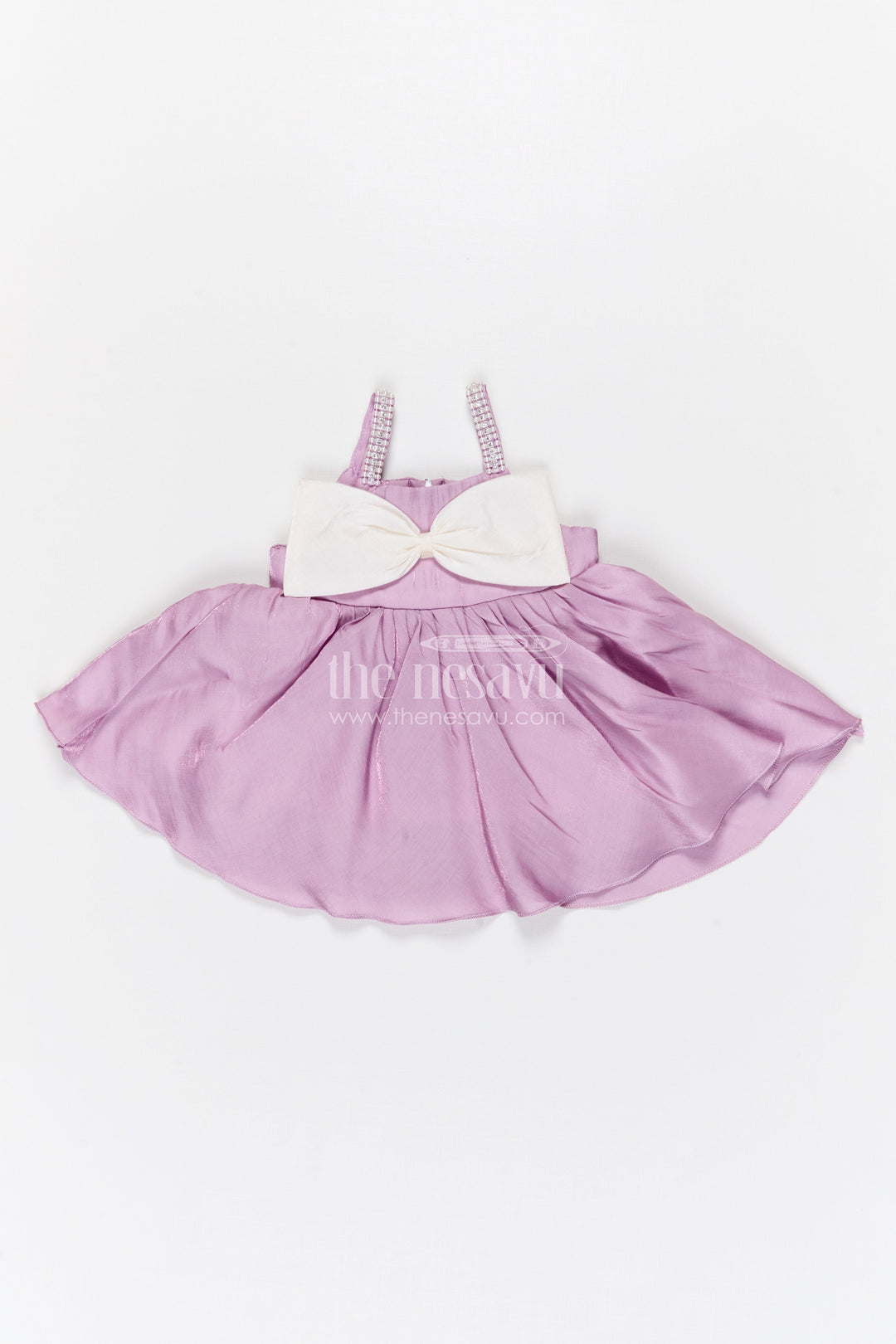 The Nesavu Girls Fancy Party Frock Girls Fancy Party Frock for Birthday and Photoshoot Nesavu 14 (6M) / Purple / Satin PF287D-14 Nesavu girls satin fancy party frock with bow for birthday and photoshoot