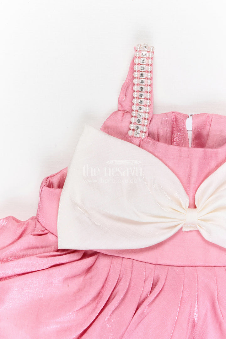 The Nesavu Girls Fancy Party Frock Girls Fancy Party Frock for Birthday and Special Events Nesavu Nesavu girls satin fancy party frock with bow for birthday celebrations