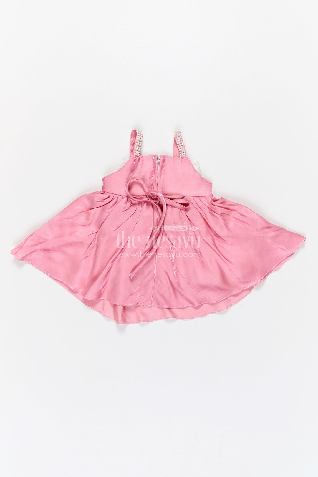 The Nesavu Girls Fancy Party Frock Girls Fancy Party Frock for Birthday and Special Events Nesavu Nesavu girls satin fancy party frock with bow for birthday celebrations