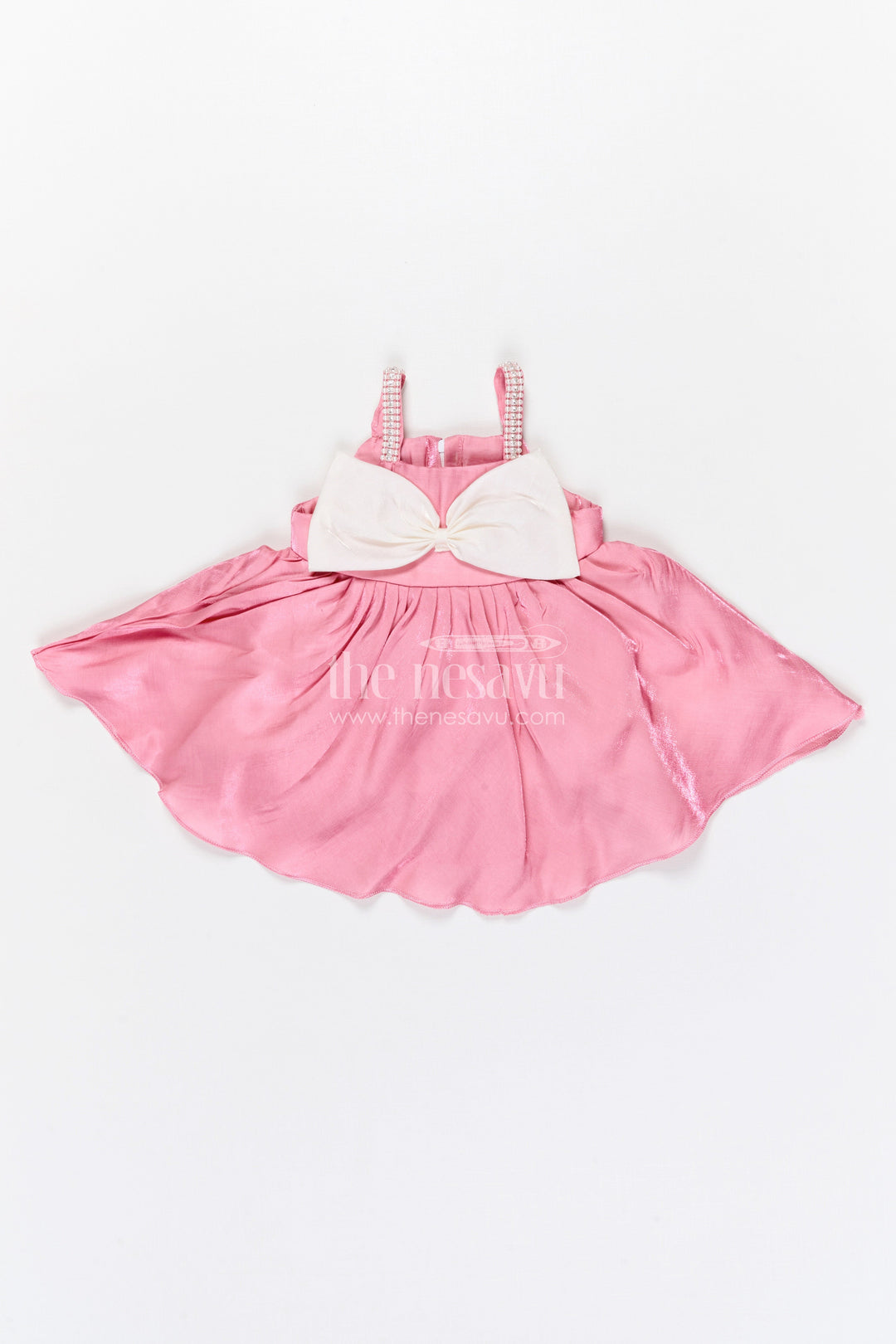 The Nesavu Girls Fancy Party Frock Girls Fancy Party Frock for Birthday and Special Events Nesavu Nesavu girls satin fancy party frock with bow for birthday celebrations