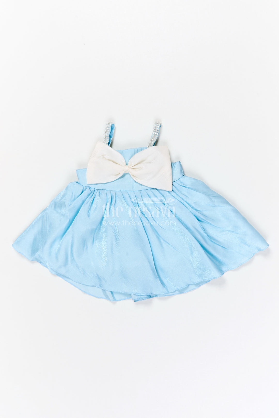 The Nesavu Girls Fancy Party Frock Girls Fancy Party Frock for Birthday Celebration Nesavu 14 (6M) / Blue / Satin PF287A-14 Nesavu girls satin fancy party frock with bow detail for birthday celebration