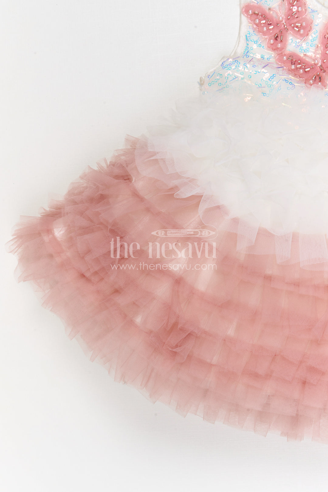 The Nesavu Girls Fancy Party Frock Girls Fancy Party Frock for Birthdays and Special Occasions Nesavu Nesavu girls soft net party frock for birthdays and celebrations with designer embroidered yoke