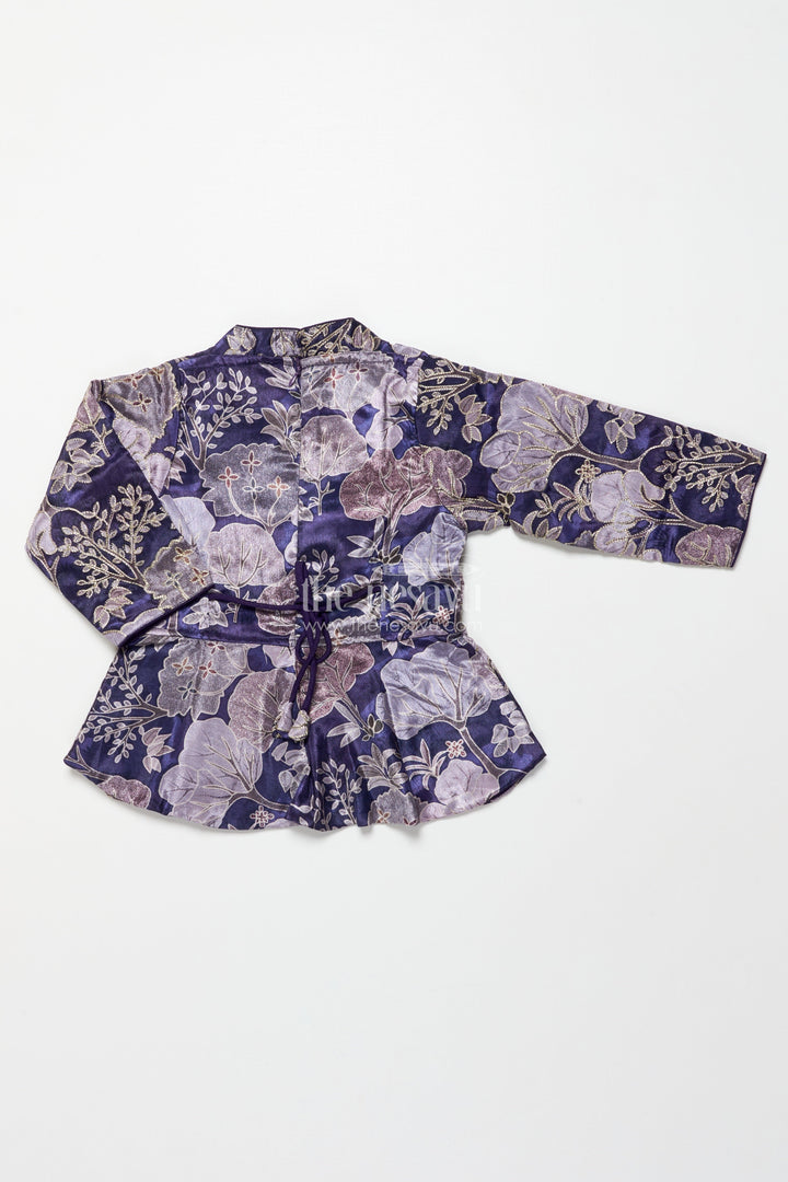 The Nesavu Girls Fancy Lehenga Girls Fancy Purple Lehenga Set with Jacket for Weddings and Special Occasions Nesavu Nesavu girls purple lehenga set embroidered jacket blouse festive weddings