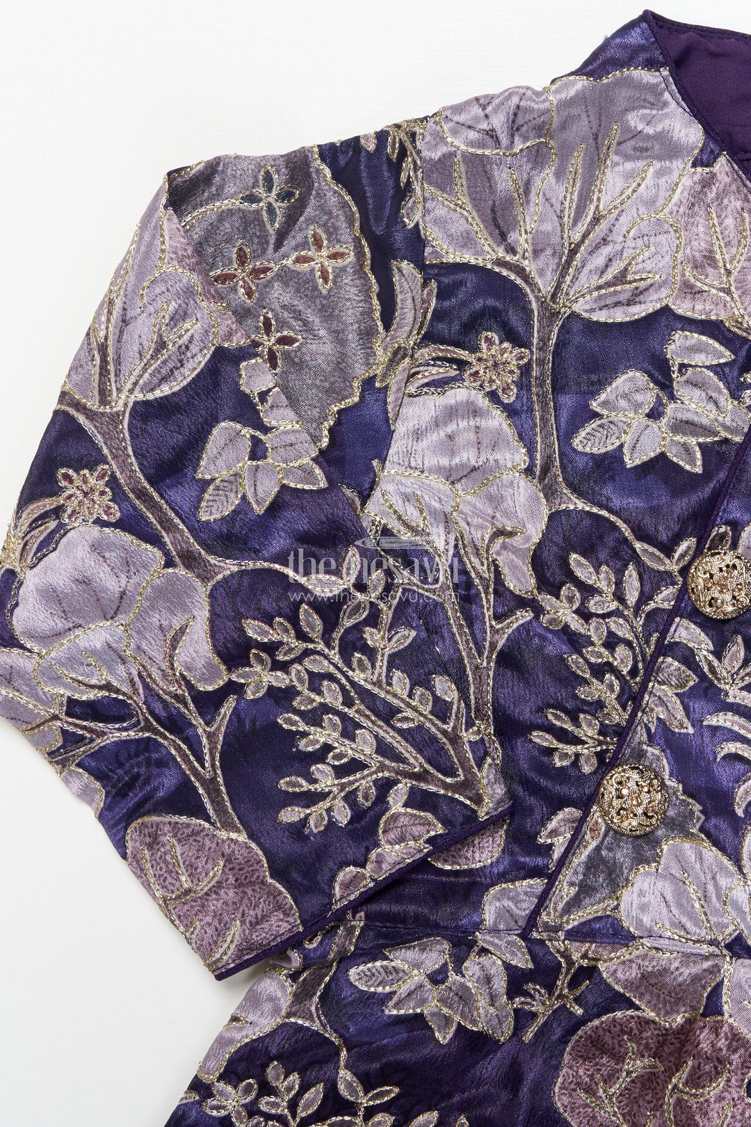 The Nesavu Girls Fancy Lehenga Girls Fancy Purple Lehenga Set with Jacket for Weddings and Special Occasions Nesavu Nesavu girls purple lehenga set embroidered jacket blouse festive weddings