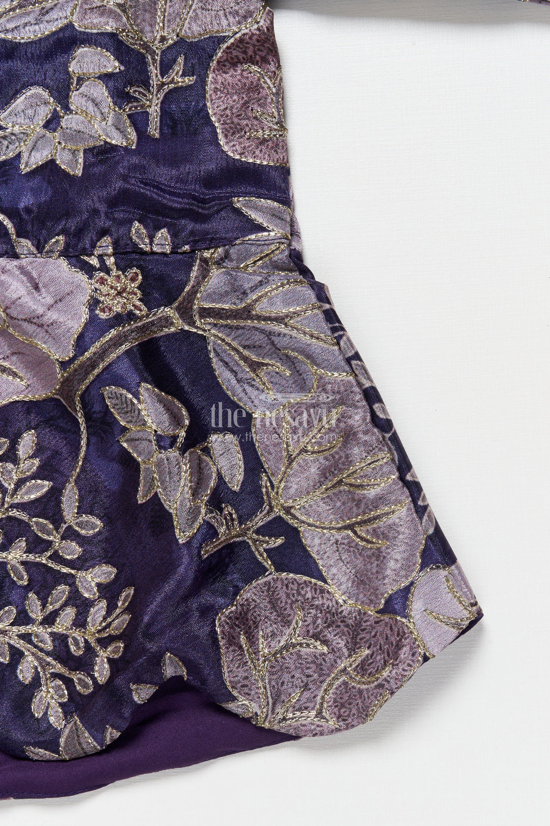 The Nesavu Girls Fancy Lehenga Girls Fancy Purple Lehenga Set with Jacket for Weddings and Special Occasions Nesavu Nesavu girls purple lehenga set embroidered jacket blouse festive weddings