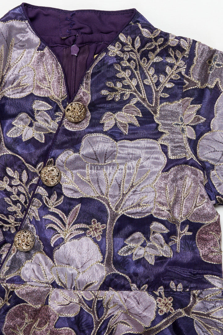 The Nesavu Girls Fancy Lehenga Girls Fancy Purple Lehenga Set with Jacket for Weddings and Special Occasions Nesavu Nesavu girls purple lehenga set embroidered jacket blouse festive weddings