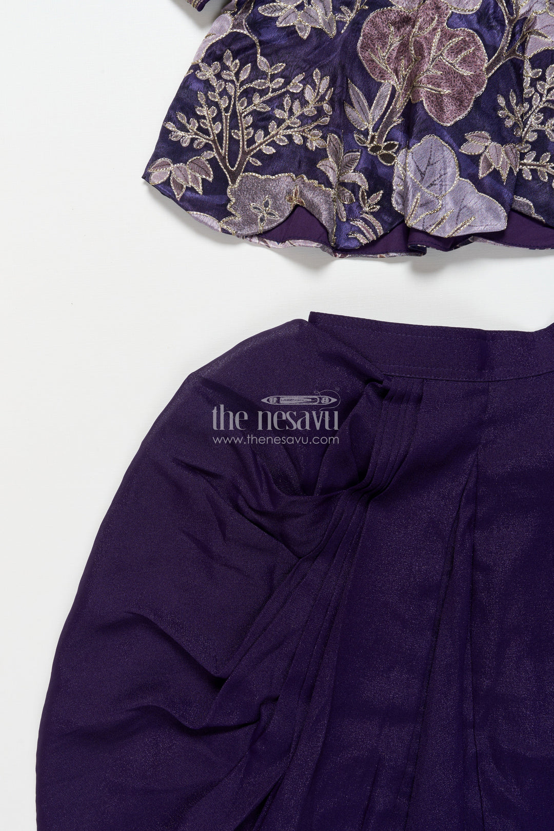 The Nesavu Girls Fancy Lehenga Girls Fancy Purple Lehenga Set with Jacket for Weddings and Special Occasions Nesavu Nesavu girls purple lehenga set embroidered jacket blouse festive weddings