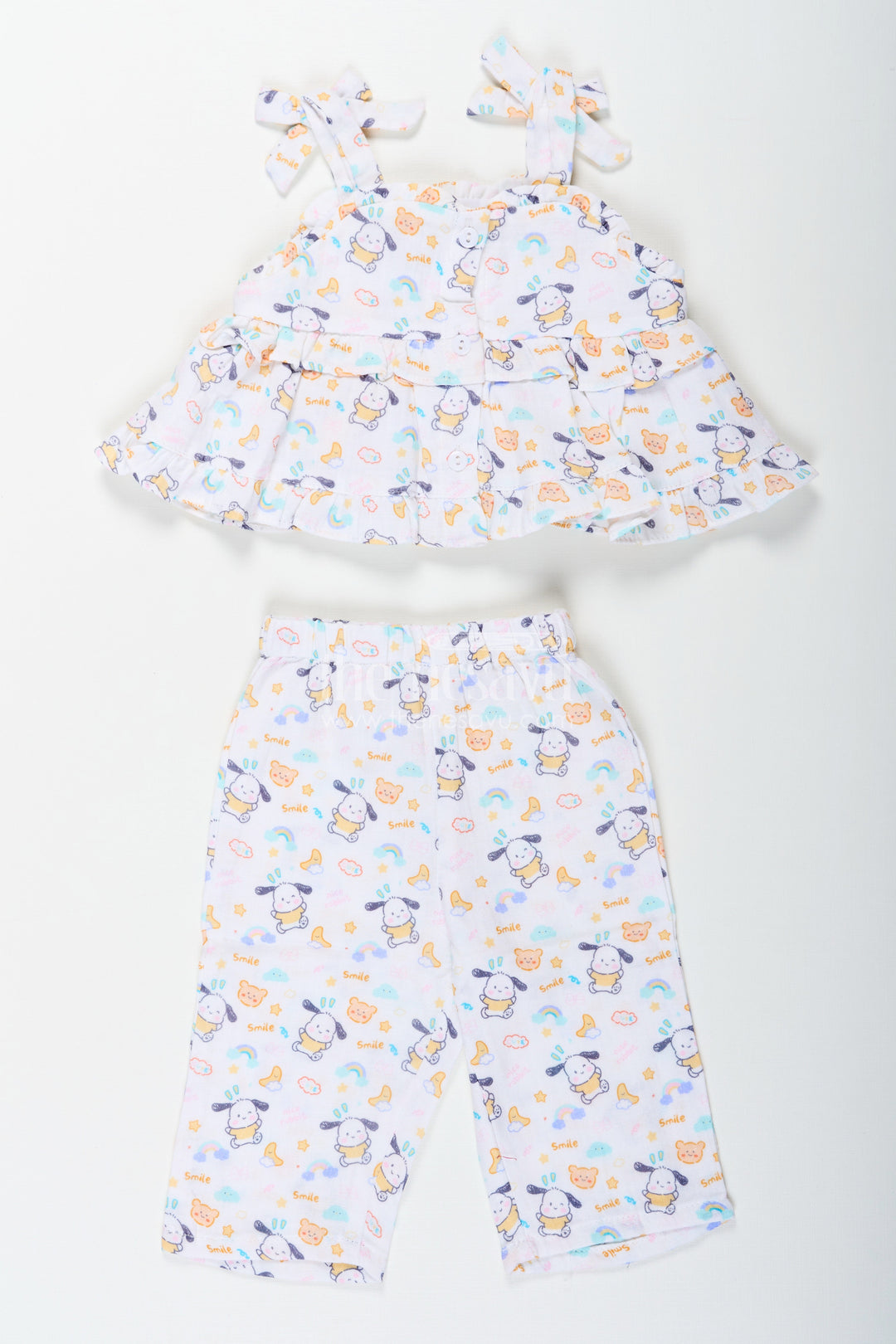 The Nesavu Girls Casual Set Girls Fashionable Sharara Set in Soft Muslin with Digital Print and Ruffle Top Design Nesavu Girls Fashionable Sharara Set in Muslin with Digital Print and Ruffle Top Detail | The Nesavu