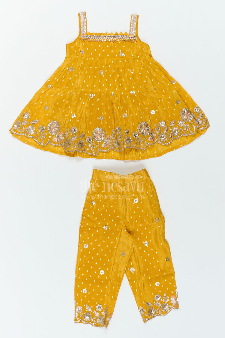 The Nesavu Girls Co-Ord Sets Girls Festive Co Ord Set for Celebrations and Cultural Events Nesavu 18 (2Y) / Yellow / Viscose GPS1128C-18 Nesavu Girls Viscose Co Ord Set For Festive Celebrations Cultural Events Birthdays And Family Functions