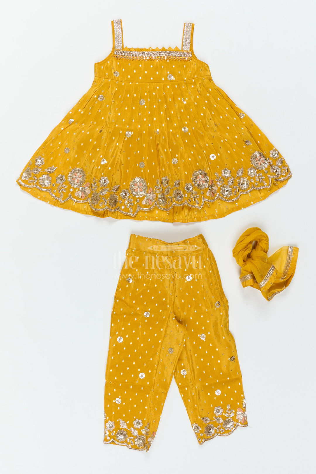 The Nesavu Girls Co-Ord Sets Girls Festive Co Ord Set for Celebrations and Cultural Events Nesavu Nesavu Girls Viscose Co Ord Set For Festive Celebrations Cultural Events Birthdays And Family Functions