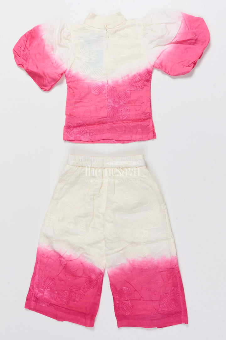 The Nesavu Girls Co-Ord Sets Girls Festive Co-Ord Set with Puff Sleeves and Tie Dye Detail Nesavu Nesavu tie dye co-ord set girls puff sleeves perfect festive occasions casual ethnic wear
