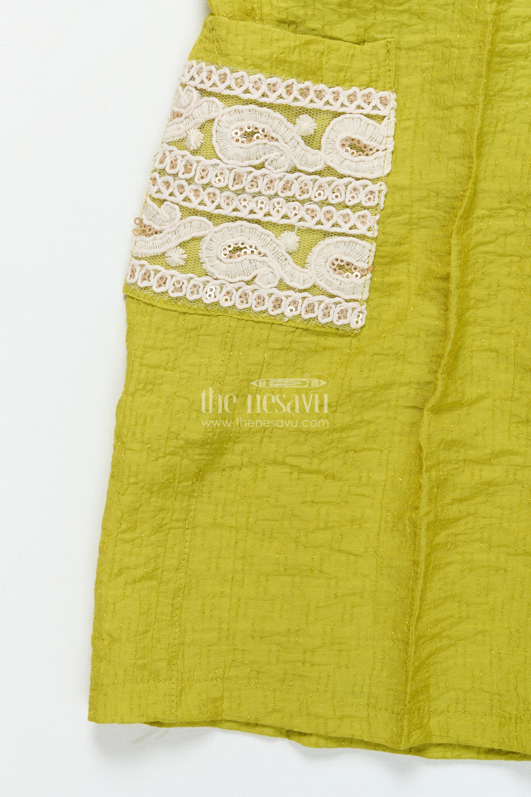 The Nesavu Girls Co-Ord Sets Girls Festive Co-Ord Set with Thread Embroidery for Cultural Occasions Nesavu Nesavu girls co-ord set thread embroidery rayon cotton festive cultural gatherings