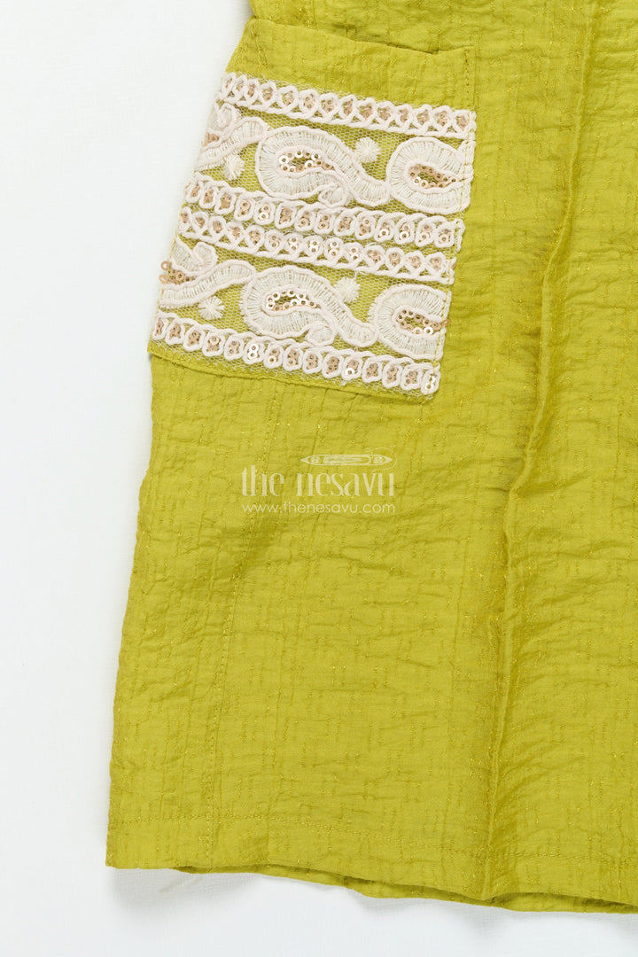 The Nesavu Girls Co-Ord Sets Girls Festive Co-Ord Set with Thread Embroidery for Cultural Occasions Nesavu Nesavu girls co-ord set thread embroidery rayon cotton festive cultural gatherings