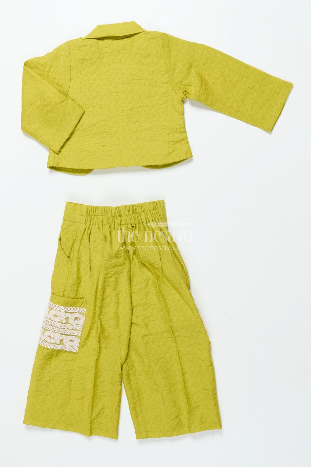 The Nesavu Girls Co-Ord Sets Girls Festive Co-Ord Set with Thread Embroidery for Cultural Occasions Nesavu Nesavu girls co-ord set thread embroidery rayon cotton festive cultural gatherings