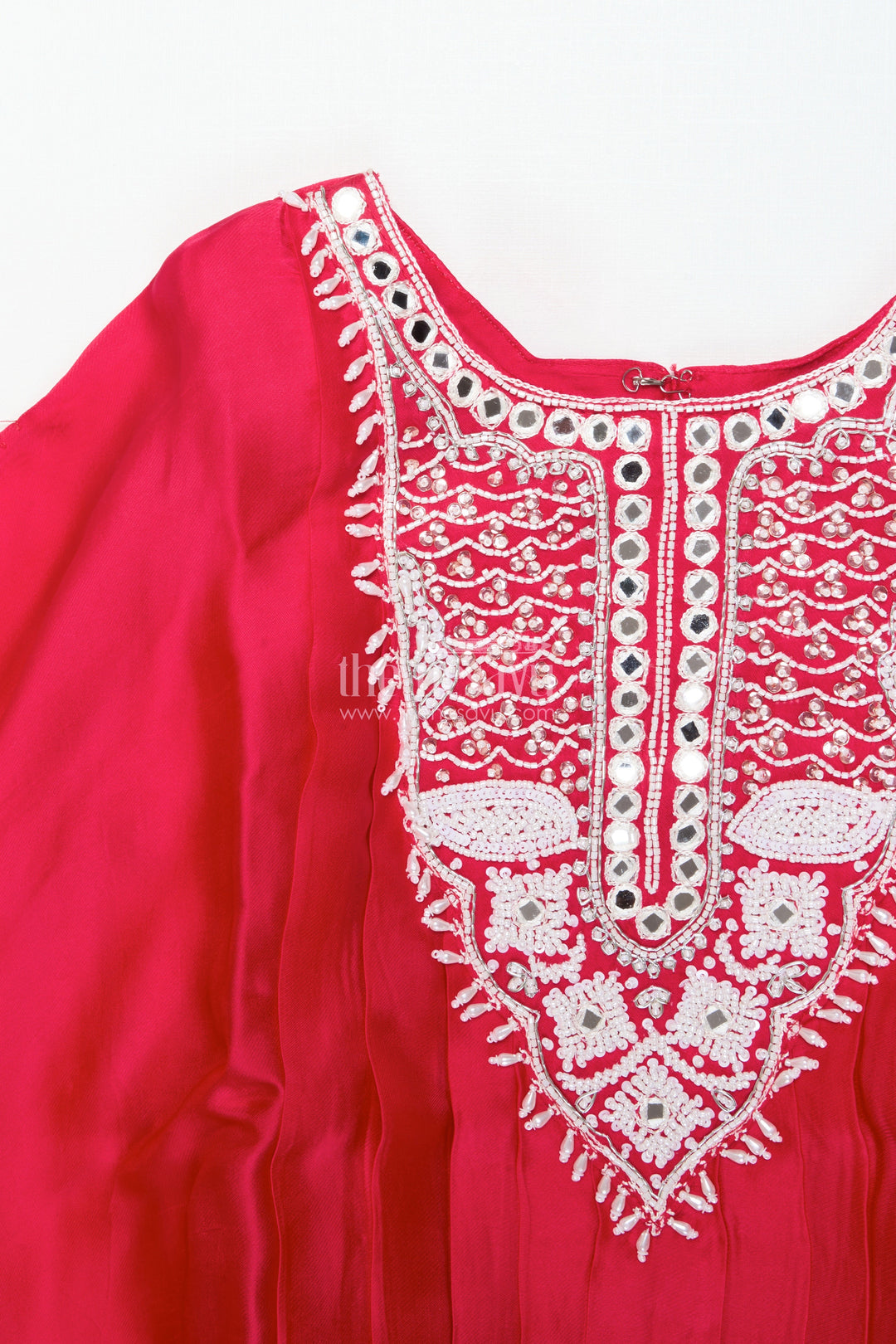 The Nesavu Girls Sharara / Plazo Set Girls Festive Draped Kurta and Dhoti Set In Viscose Muslin Silk with Embroidery Nesavu Nesavu girls embroidered silk kaftan dhoti set  festive ethnic outfit