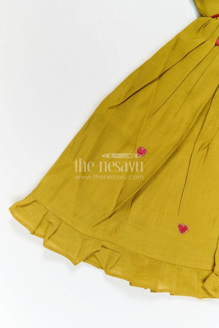 The Nesavu Girls Chanderi Frock Girls Festive Frock for Family Gatherings and Special Outings Nesavu Nesavu Girls Festive Chanderi Frock With Thread Embroidery For Family Celebrations