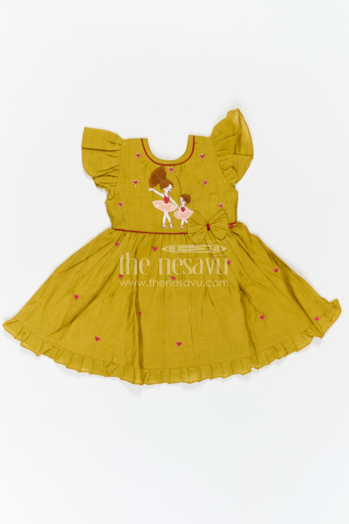 The Nesavu Girls Chanderi Frock Girls Festive Frock for Family Gatherings and Special Outings Nesavu Nesavu Girls Festive Chanderi Frock With Thread Embroidery For Family Celebrations