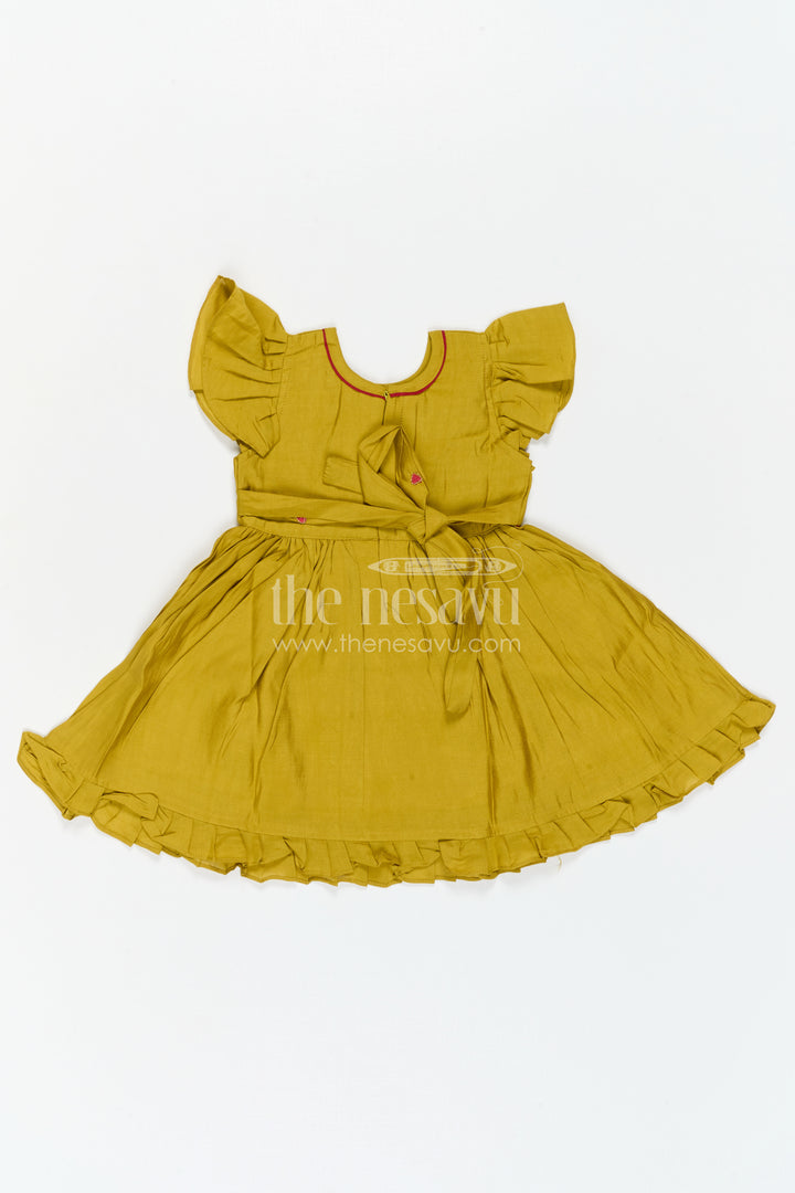 The Nesavu Girls Chanderi Frock Girls Festive Frock for Family Gatherings and Special Outings Nesavu Nesavu Girls Festive Chanderi Frock With Thread Embroidery For Family Celebrations
