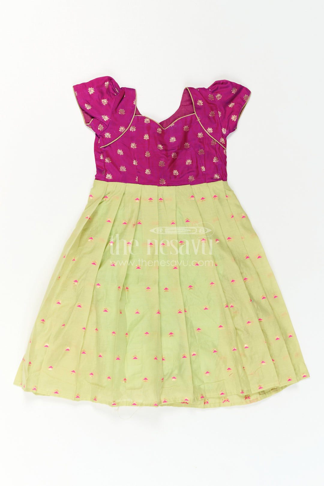 The Nesavu Girls Casual Gown Girls Festive Gown for Traditional Functions and Special Occasions Nesavu Nesavu Girls Festive Gown For Traditional Functions And Weddings With Semi Banaras Silk Yoke
