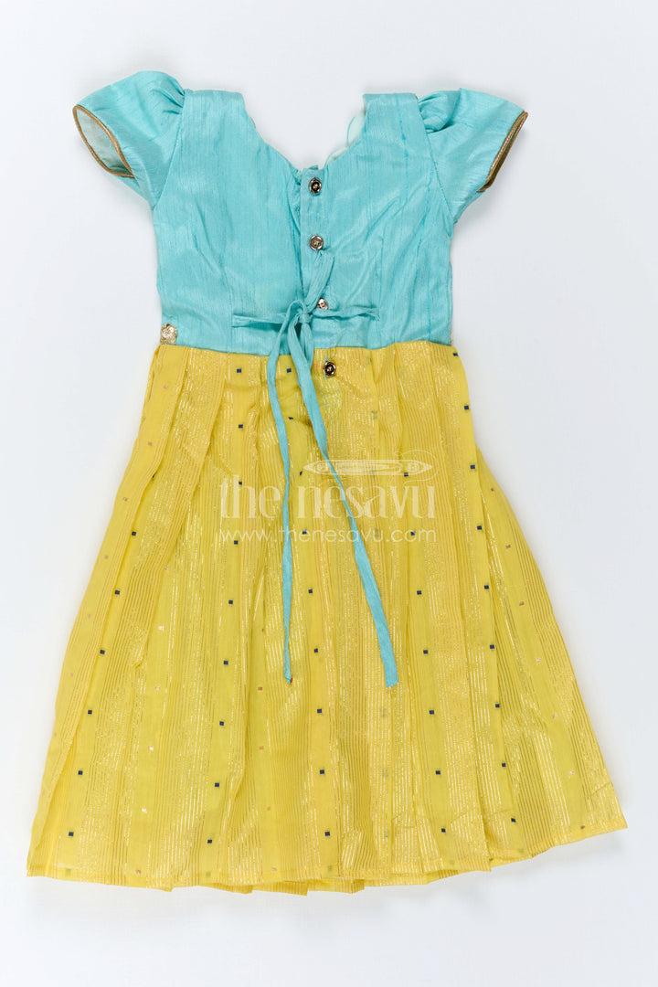 The Nesavu Girls Silk Gown Girls Festive Gown for Weddings and Special Occasions Nesavu Nesavu Girls Festive Silk Gown With Jacquard Weave And Raw Silk Yoke For Weddings