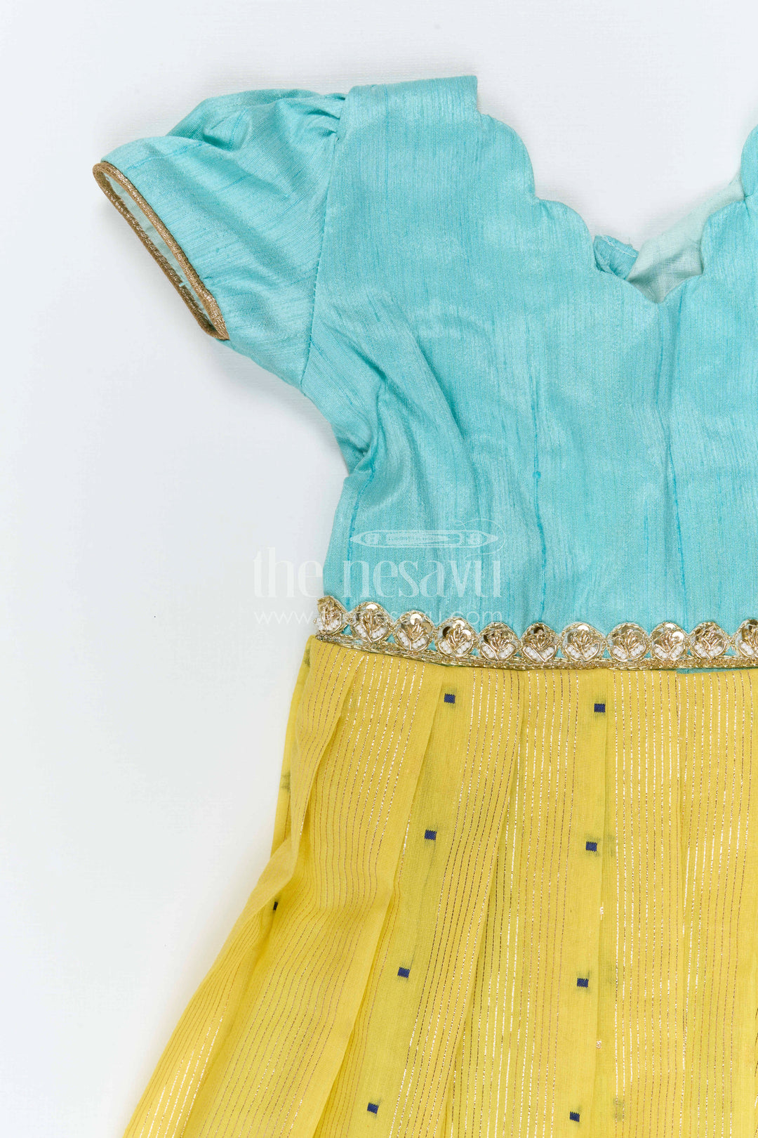 The Nesavu Girls Silk Gown Girls Festive Gown for Weddings and Special Occasions Nesavu Nesavu Girls Festive Silk Gown With Jacquard Weave And Raw Silk Yoke For Weddings