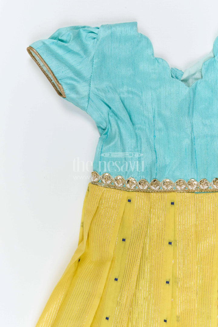 The Nesavu Girls Silk Gown Girls Festive Gown for Weddings and Special Occasions Nesavu Nesavu Girls Festive Silk Gown With Jacquard Weave And Raw Silk Yoke For Weddings