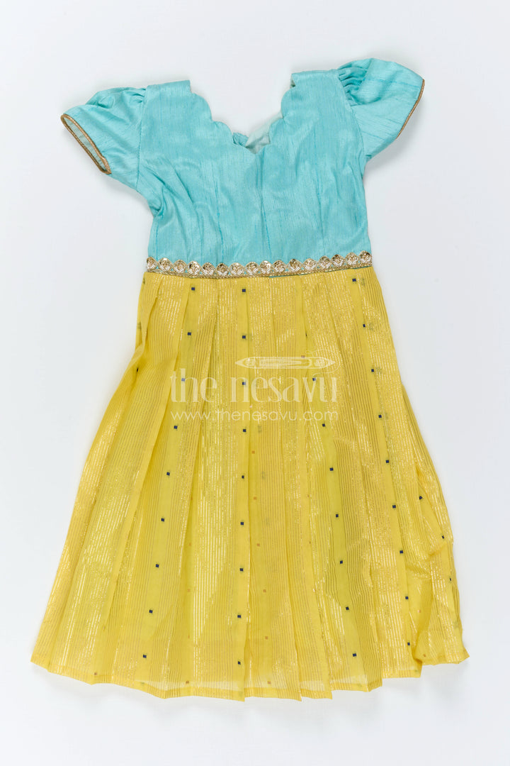 The Nesavu Girls Silk Gown Girls Festive Gown for Weddings and Special Occasions Nesavu Nesavu Girls Festive Silk Gown With Jacquard Weave And Raw Silk Yoke For Weddings