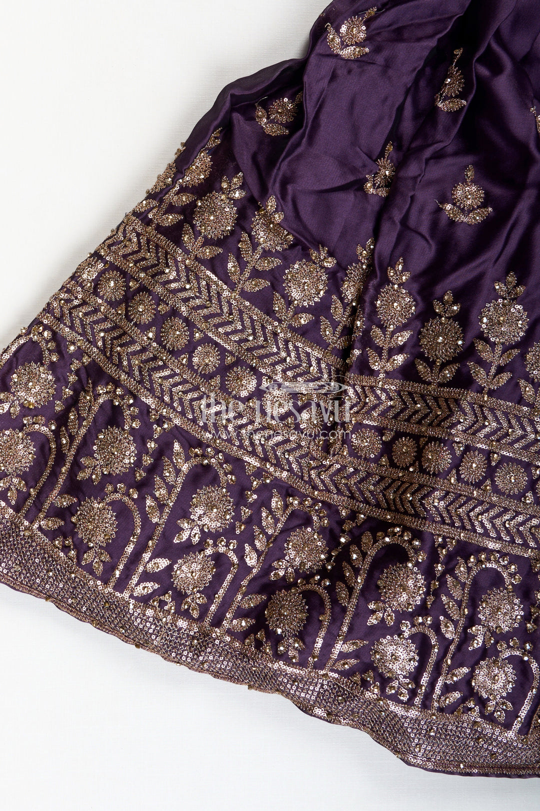 The Nesavu Girls Lehenga Choli Girls Festive Lehenga Choli Sequin Dupatta Party Look Nesavu Nesavu Deep Plum Kids Festive Lehenga Sequins Dupatta Diwali Traditional Celebrations