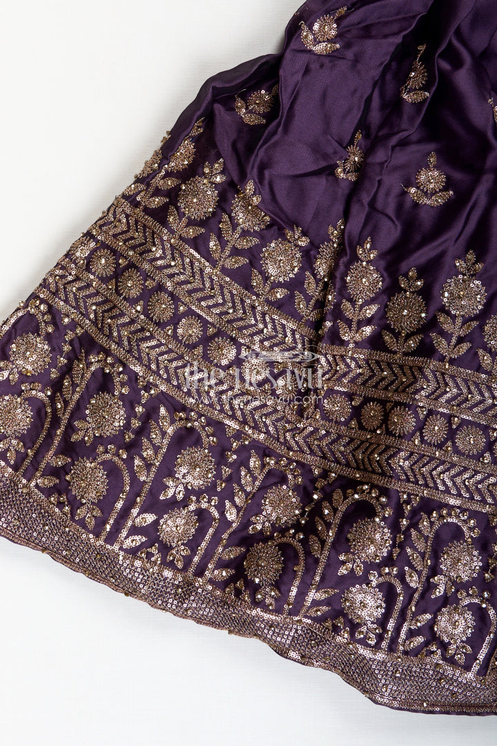 The Nesavu Girls Lehenga Choli Girls Festive Lehenga Choli Sequin Dupatta Party Look Nesavu Nesavu Deep Plum Kids Festive Lehenga Sequins Dupatta Diwali Traditional Celebrations