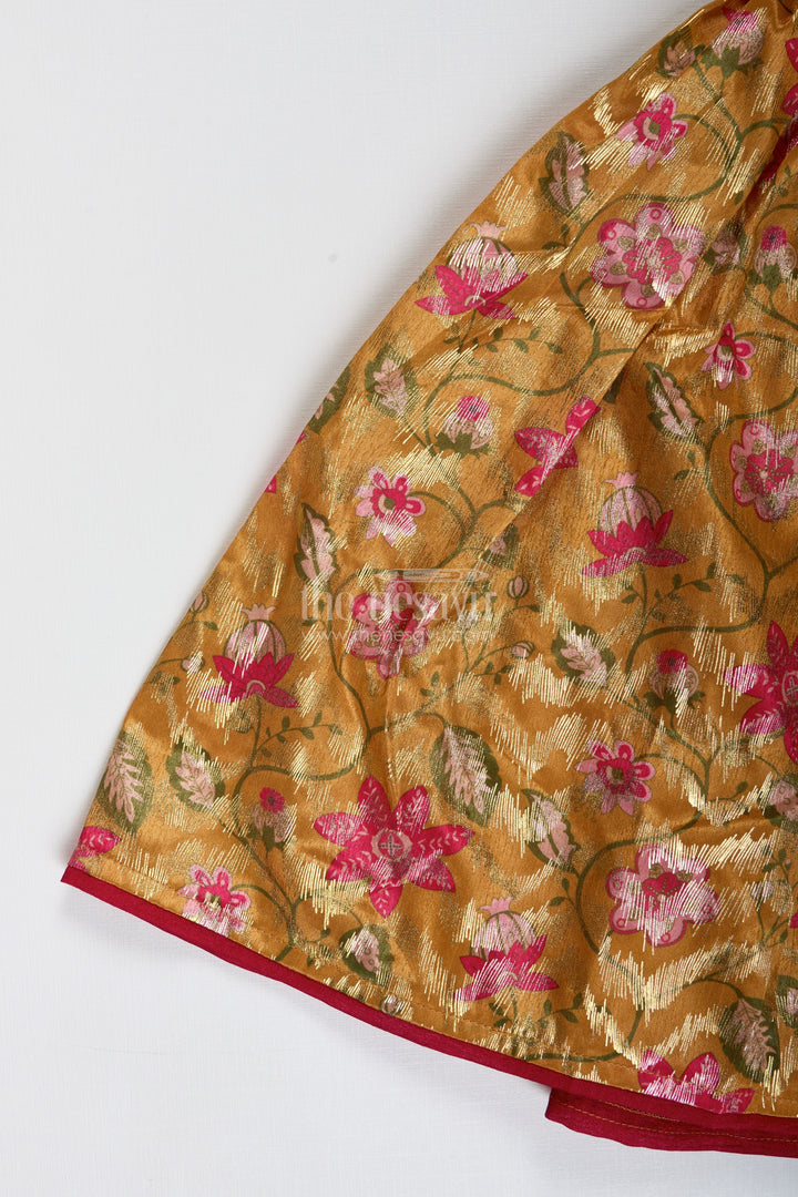 The Nesavu Girls Lehenga Choli Girls Festive Lehenga Choli Set for Weddings and Diwali Nesavu Nesavu festive lehenga choli set girls floral brocade skirt tassel top