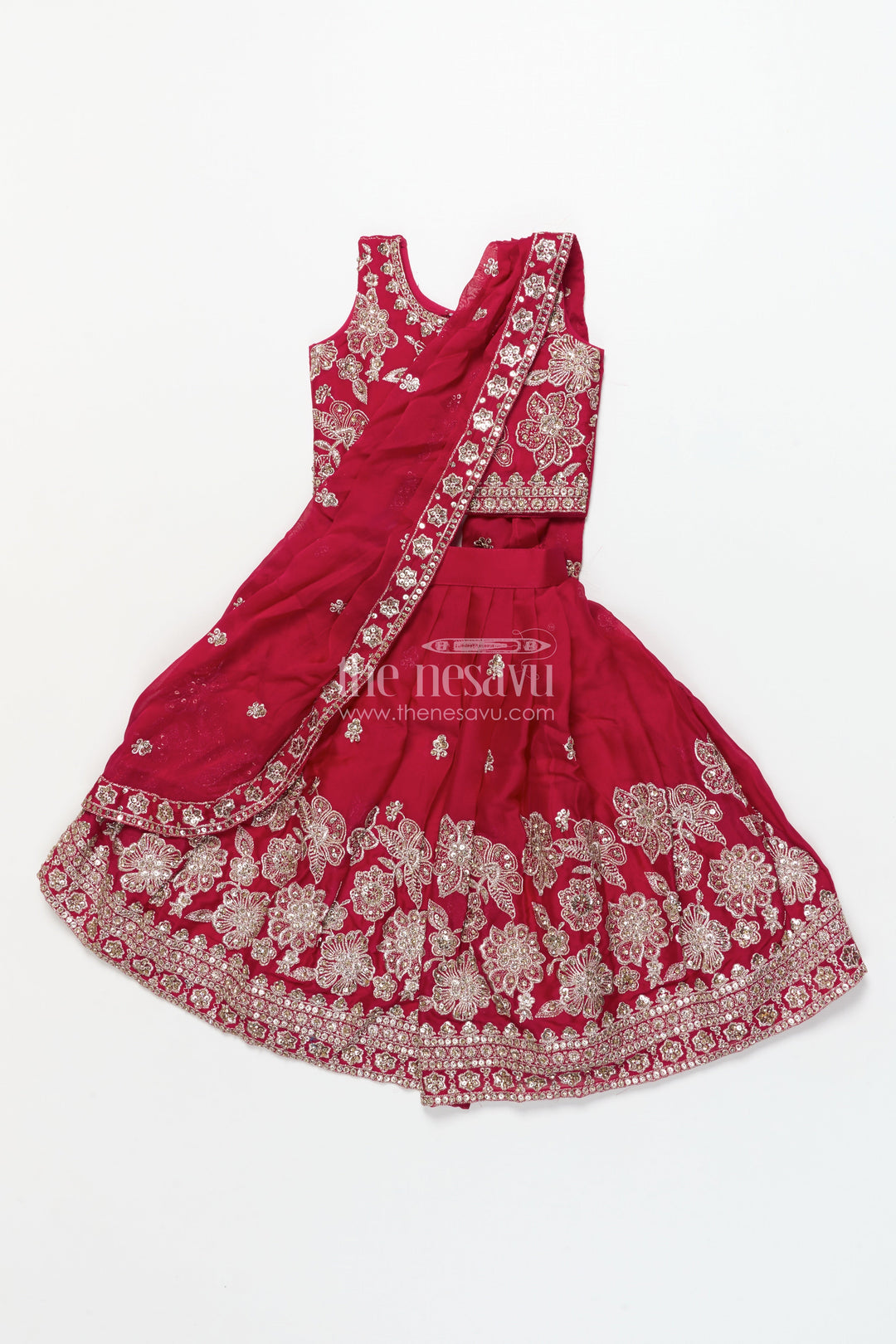 The Nesavu Girls Lehenga Choli Girls Festive Lehenga Choli Set with Traditional Embroidered Blouse Nesavu Nesavu girls georgette lehenga choli festive occasions