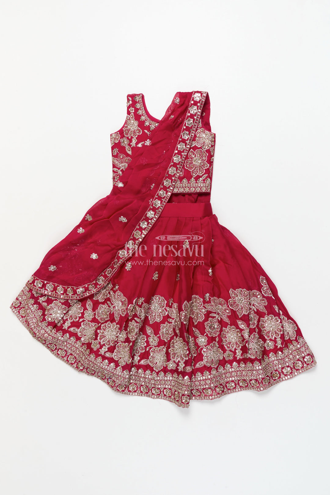 The Nesavu Girls Lehenga Choli Girls Festive Lehenga Choli Set with Traditional Embroidered Blouse Nesavu Nesavu girls georgette lehenga choli festive occasions