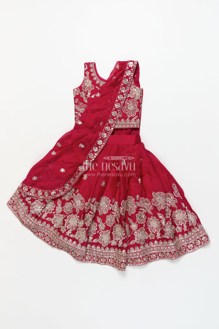 The Nesavu Girls Lehenga Choli Girls Festive Lehenga Choli Set with Traditional Embroidered Blouse Nesavu Nesavu girls georgette lehenga choli festive occasions