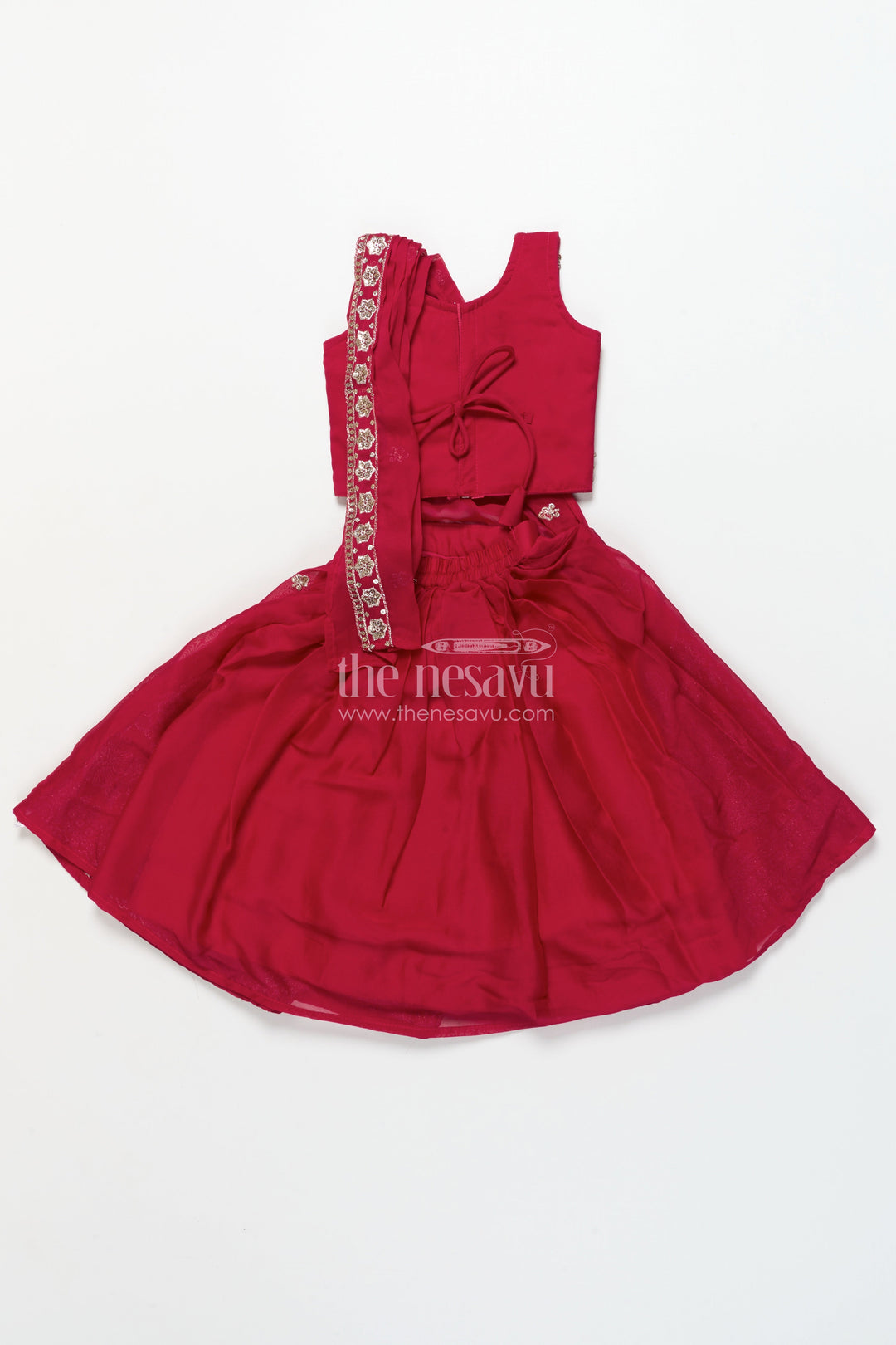 The Nesavu Girls Lehenga Choli Girls Festive Lehenga Choli Set with Traditional Embroidered Blouse Nesavu Nesavu girls georgette lehenga choli festive occasions