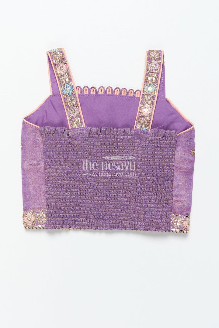 The Nesavu Girls Lehenga Choli Girls Festive Lehenga Choli with Mirror Work and Designer Yoke Nesavu Nesavu girls lehenga choli mirror work festive design