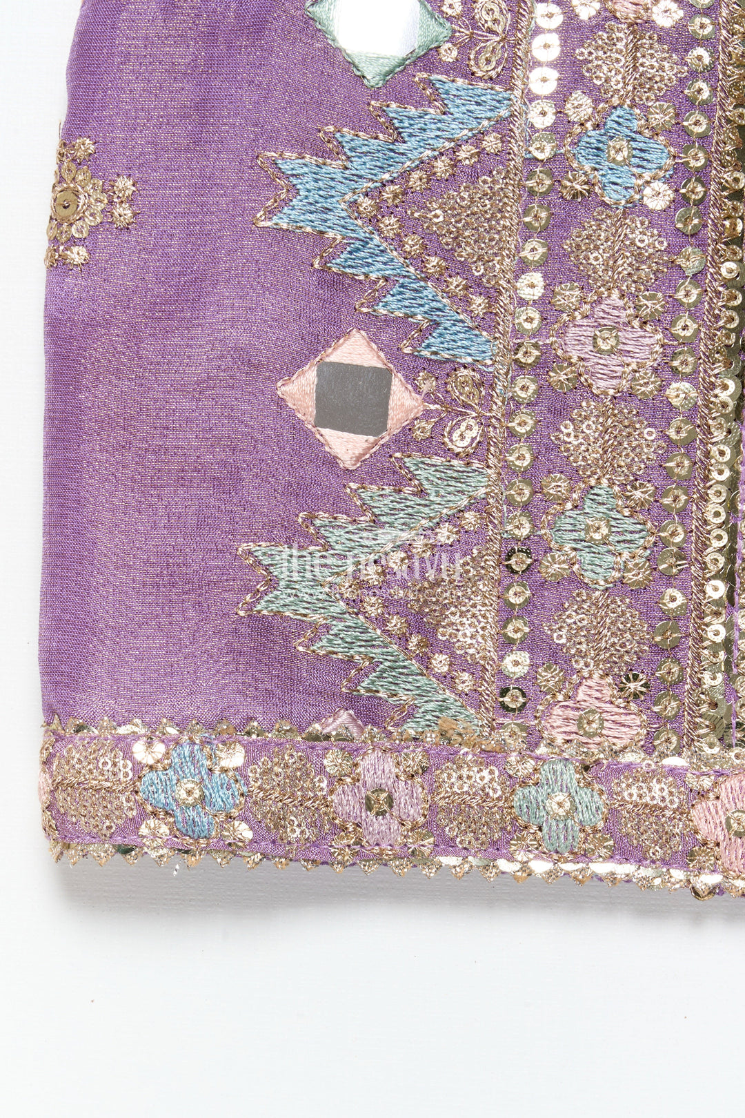 The Nesavu Girls Lehenga Choli Girls Festive Lehenga Choli with Mirror Work and Designer Yoke Nesavu Nesavu girls lehenga choli mirror work festive design