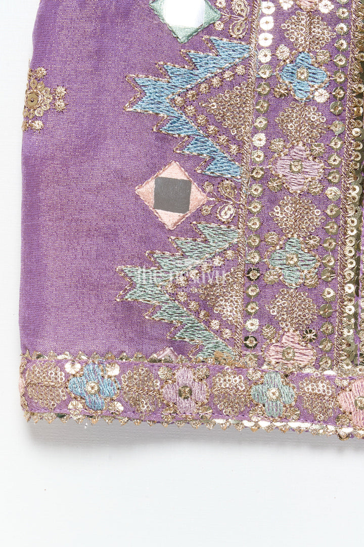 The Nesavu Girls Lehenga Choli Girls Festive Lehenga Choli with Mirror Work and Designer Yoke Nesavu Nesavu girls lehenga choli mirror work festive design