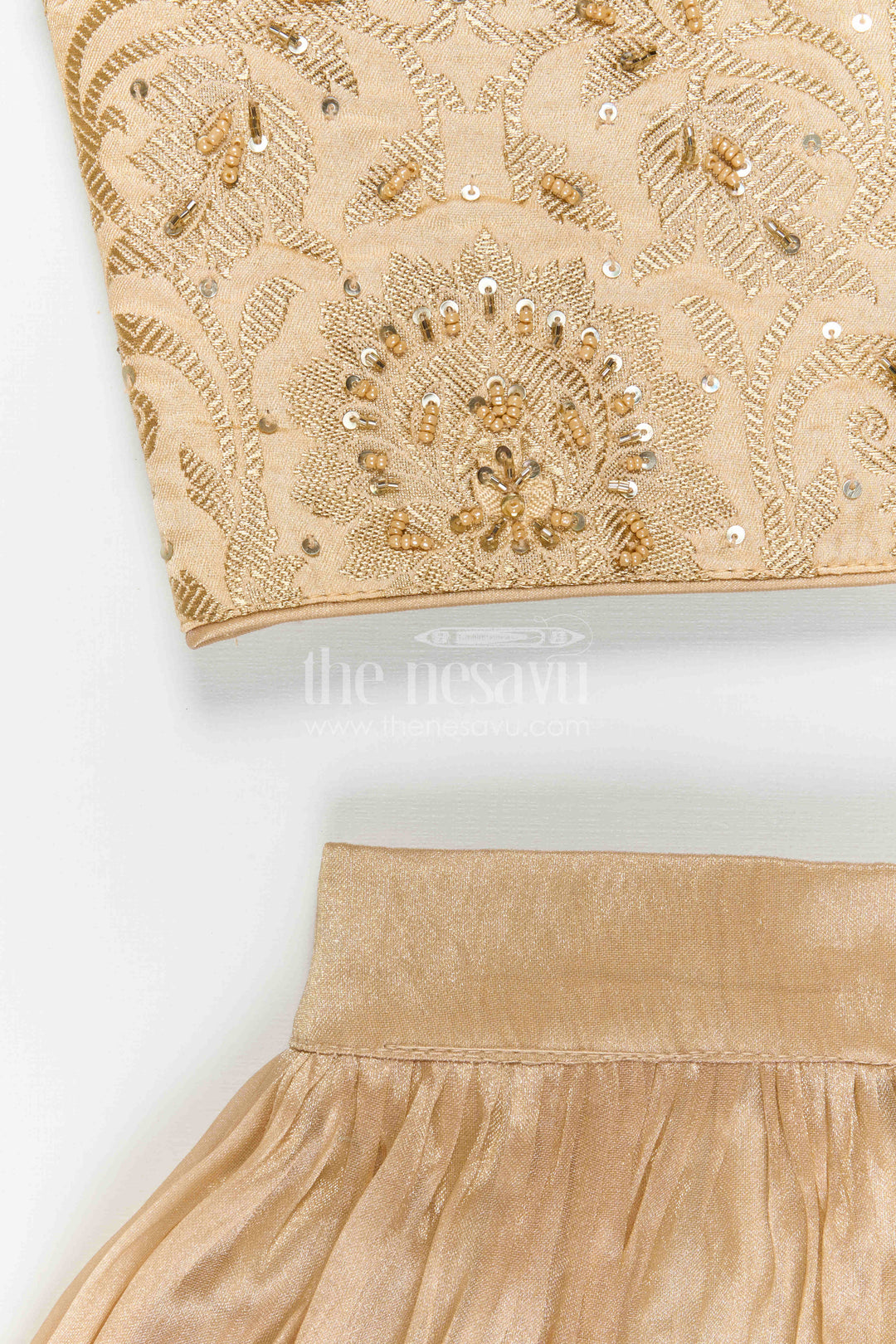 The Nesavu Girls Lehenga Choli Girls Festive Lehenga Outfit for Weddings and Traditional Celebrations Nesavu Nesavu Girls Festive Lehenga Outfit With Embroidered Yoke For Weddings And Family Celebrations