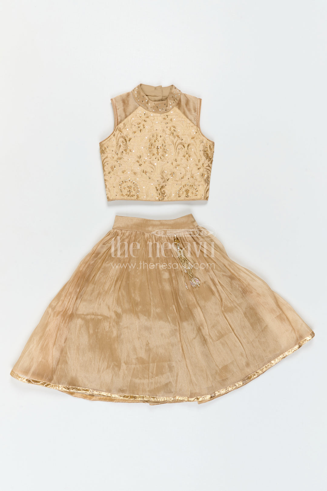 The Nesavu Girls Lehenga Choli Girls Festive Lehenga Outfit for Weddings and Traditional Celebrations Nesavu Nesavu Girls Festive Lehenga Outfit With Embroidered Yoke For Weddings And Family Celebrations